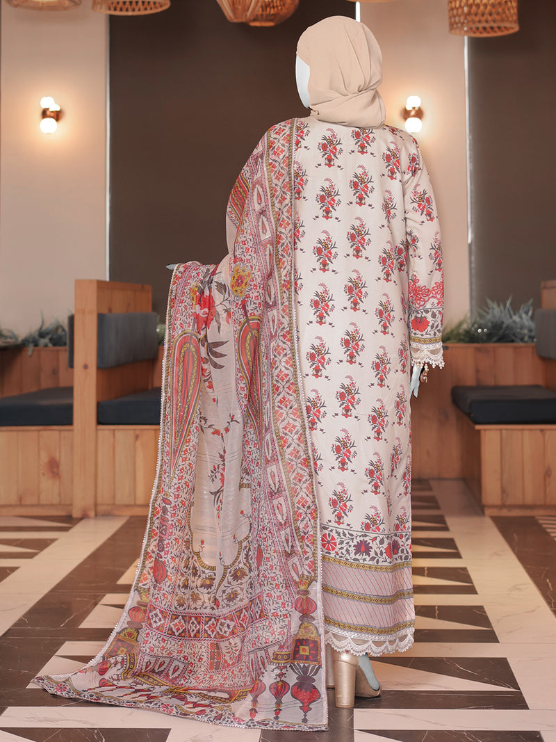 White Embroidered 3Pc Unstitched Suit | PJ-ESSU-24-0707