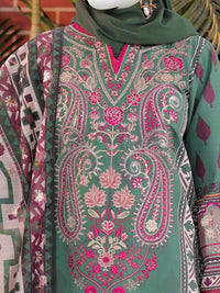 Green Embroidered 3Pc Unstitched Suit | PJ-ESSU-24-0710