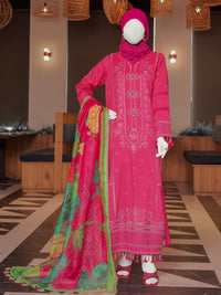 Fuchsia Embroidered 3Pc Unstitched Suit | PJ-ESSU-24-0713