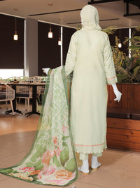 Green Embroidered 3Pc Unstitched Suit | PJ-ESSU-24-0716