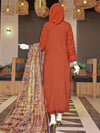 Rust Embroidered 3Pc Stitched Suit | PLS-24-7595