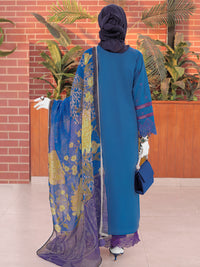 Blue Embroidered 3Pc Unstitched Suit | PJ-ESSU-24-0724