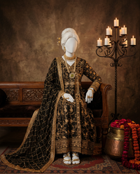 Black Chiffon Embroidered 3Pc Unstitched Suit | PJ-LUX-U-24-0701