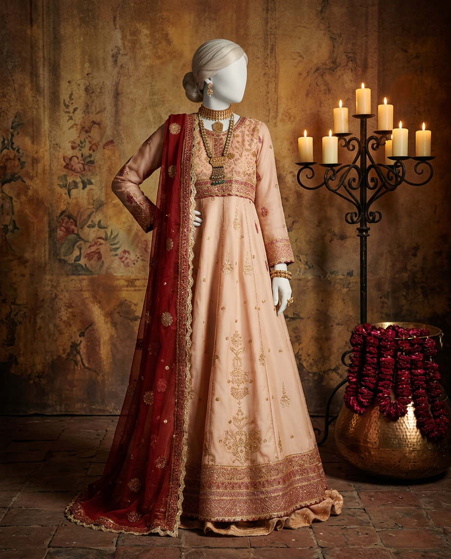 Onion Pink Chiffon Embroidered 3Pc Unstitched Suit | PJ-LUX-U-24-0705