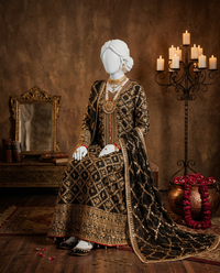 Black Chiffon Embroidered 3Pc Unstitched Suit | PJ-LUX-U-24-0706