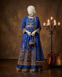 Royal Blue Chiffon Embroidered 3Pc Unstitched Suit | PJ-LUX-U-24-0709