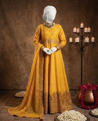 Yellow Chiffon Embroidered 3Pc Unstitched Suit | PJ-LUX-U-24-0710