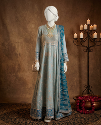 Sea Green Chiffon Embroidered 3Pc Unstitched Suit | PJ-LUX-U-24-0711