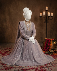Grey Chiffon Embroidered 3Pc Unstitched Suit | PJ-LUX-U-24-0714