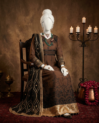 Brown Chiffon Embroidered 3Pc Unstitched Suit | PJ-LUX-U-24-0717
