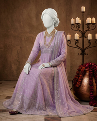 Lilac Chiffon Embroidered 3Pc Unstitched Suit | PJ-LUX-U-24-0718