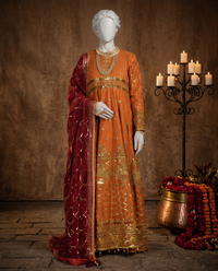 Dark Rust Chiffon Embroidered 3Pc Unstitched Suit | PJ-LUX-U-24-0720