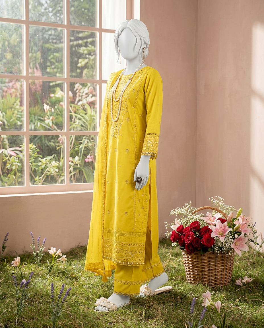 Luxury Embroidered 3Pc Unstitched Suit | PJ-PWU-240811