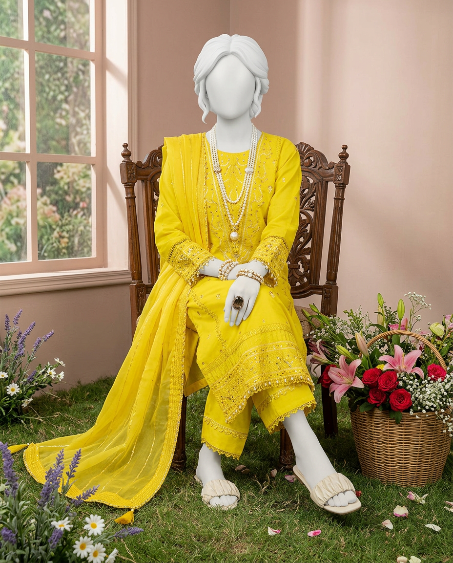 Luxury Embroidered 3Pc Unstitched Suit | PJ-PWU-240811