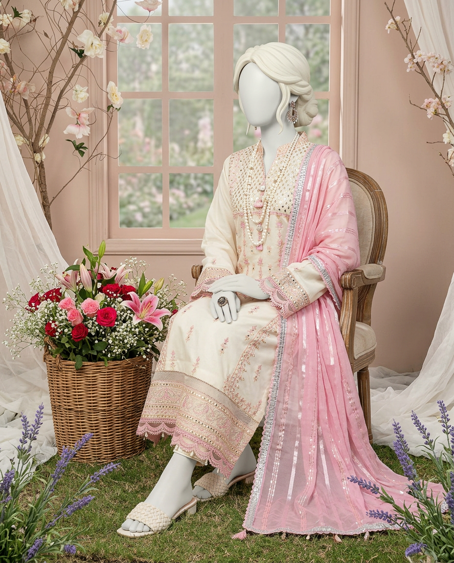 Luxury Embroidered 3Pc Unstitched Suit | PJ-PWU-240815