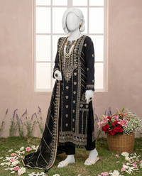 Luxury Embroidered 3Pc Unstitched Suit | PJ-PWU-240817