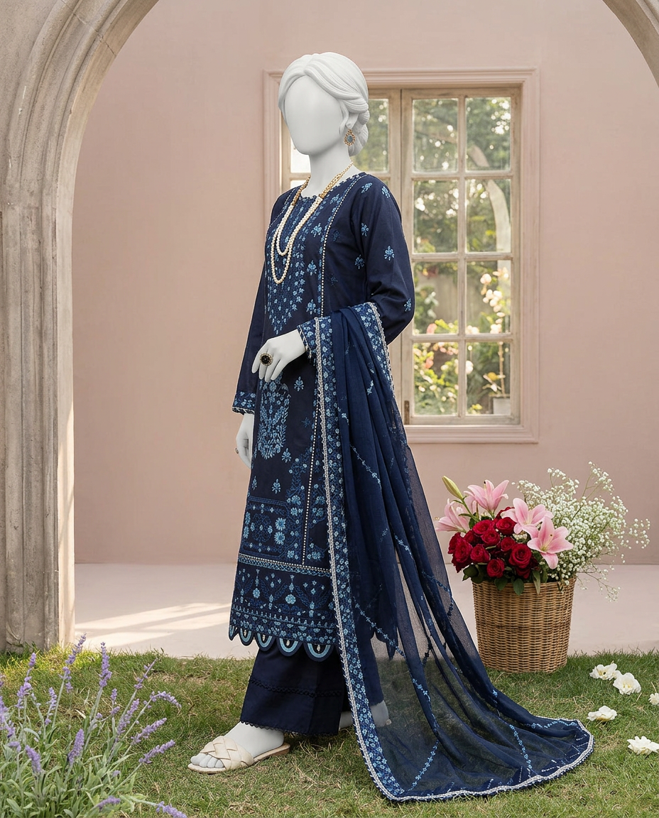 Luxury Embroidered 3Pc Unstitched Suit | PJ-PWU-240818