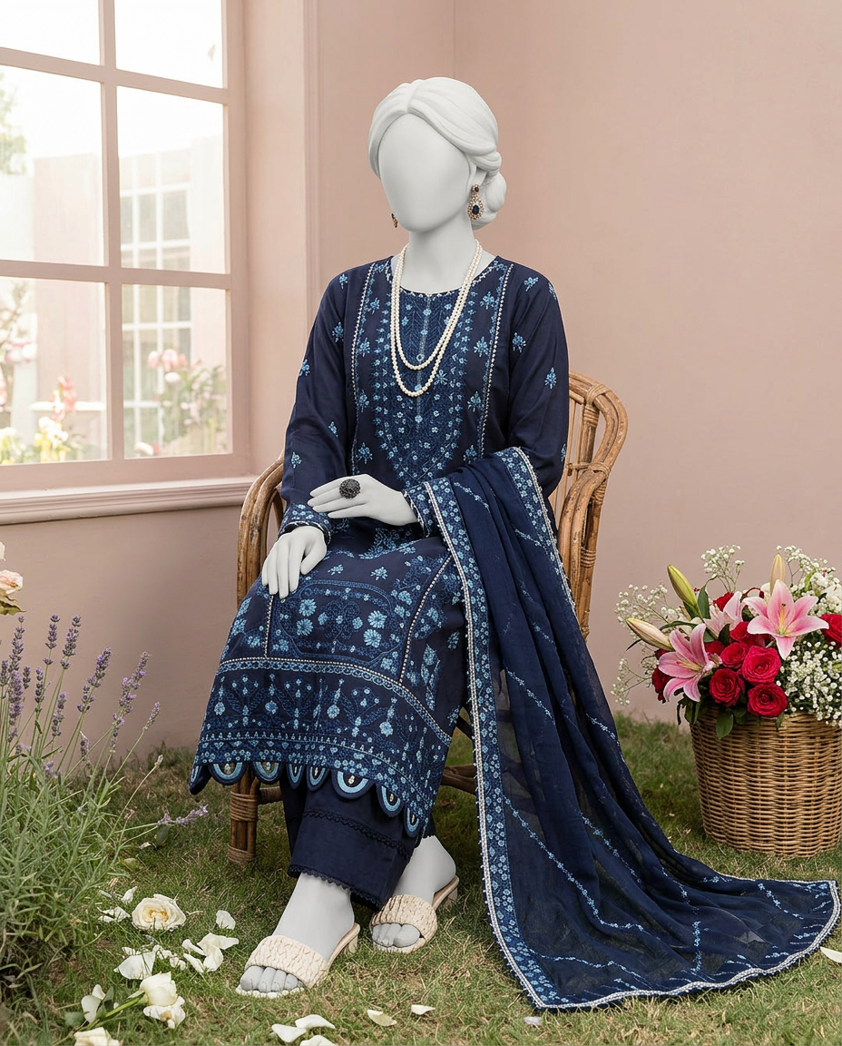 Luxury Embroidered 3Pc Unstitched Suit | PJ-PWU-240818