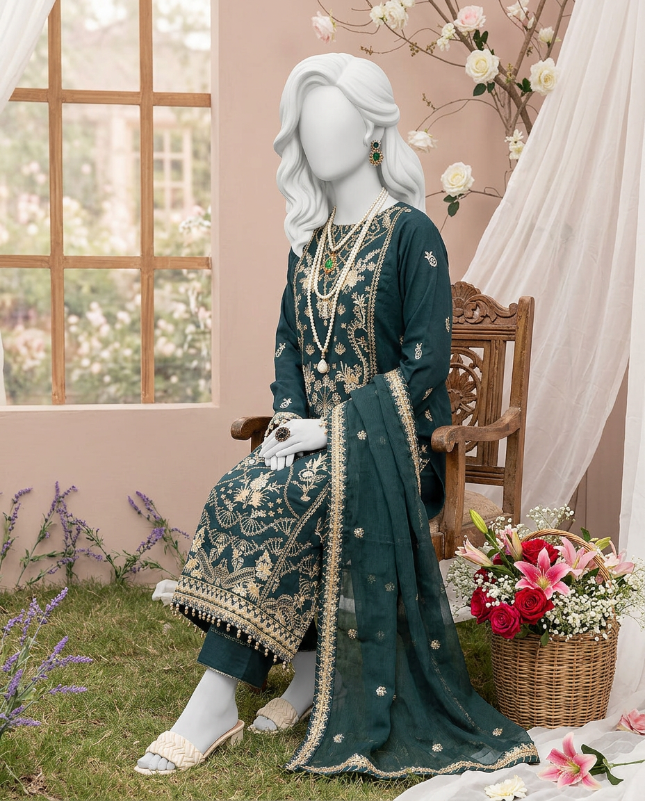 Luxury Embroidered 3Pc Unstitched Suit | PJ-PWU-240820