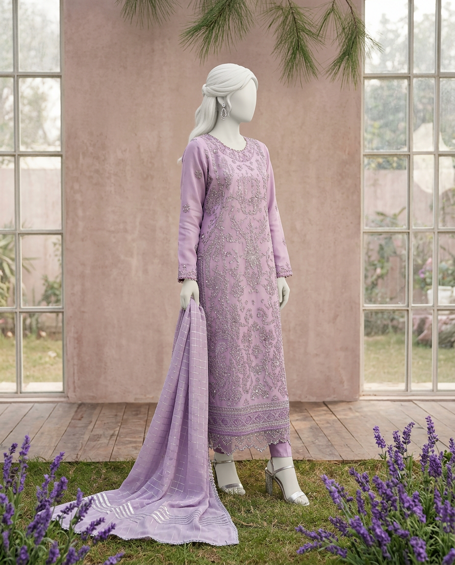Luxury Embroidered 3Pc Unstitched Suit | PJ-PWU-240821