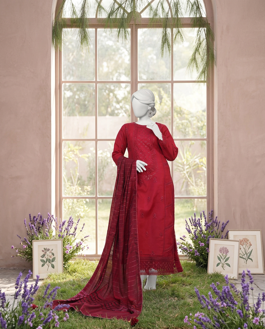 Luxury Embroidered 3Pc Unstitched Suit | PJ-PWU-240823