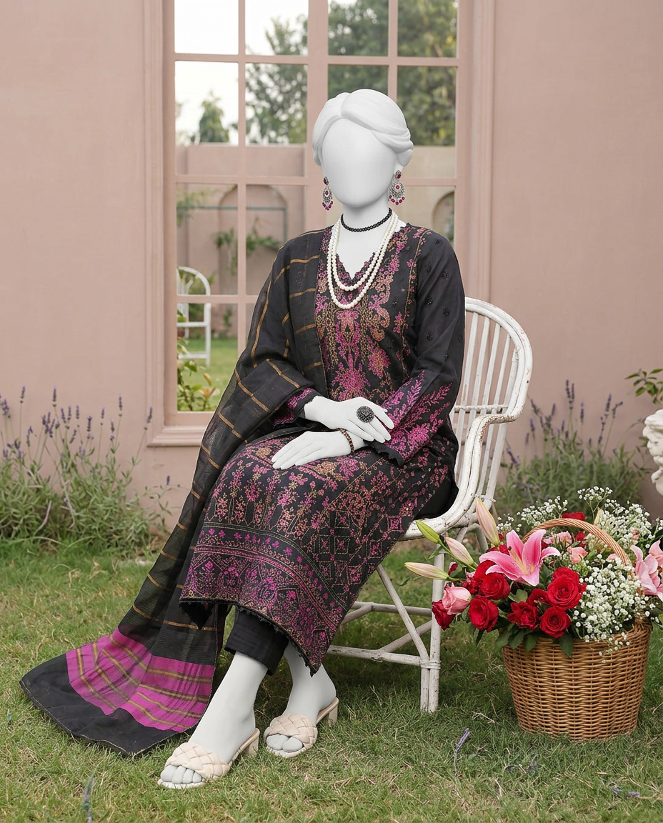 Luxury Embroidered 3Pc Unstitched Suit | PJ-PWU-240824