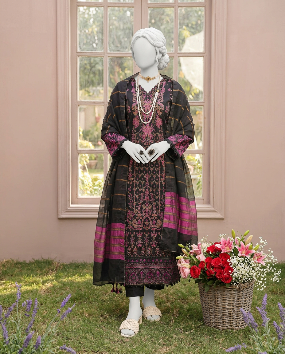 Luxury Embroidered 3Pc Unstitched Suit | PJ-PWU-240824