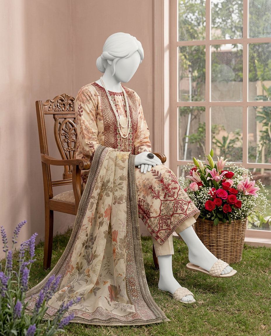 Luxury Embroidered 3Pc Unstitched Suit | PJ-PWU-240828