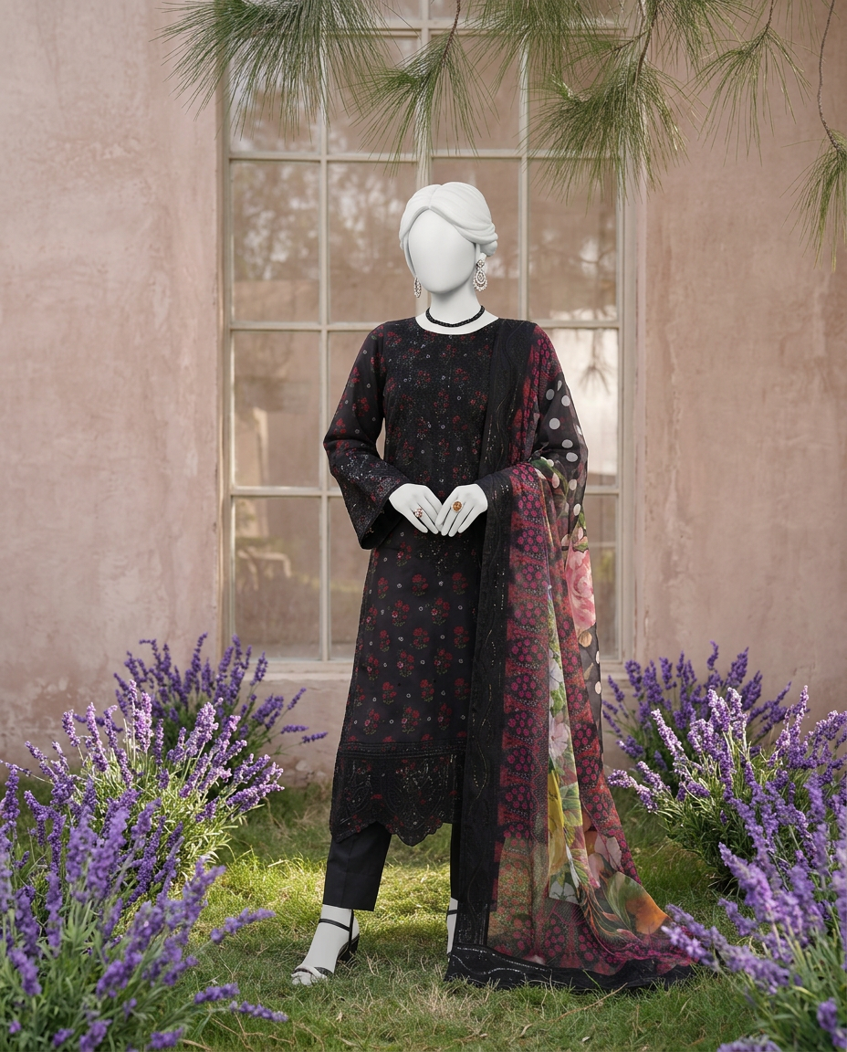 Luxury Embroidered 3Pc Unstitched Suit | PJ-PWU-240829