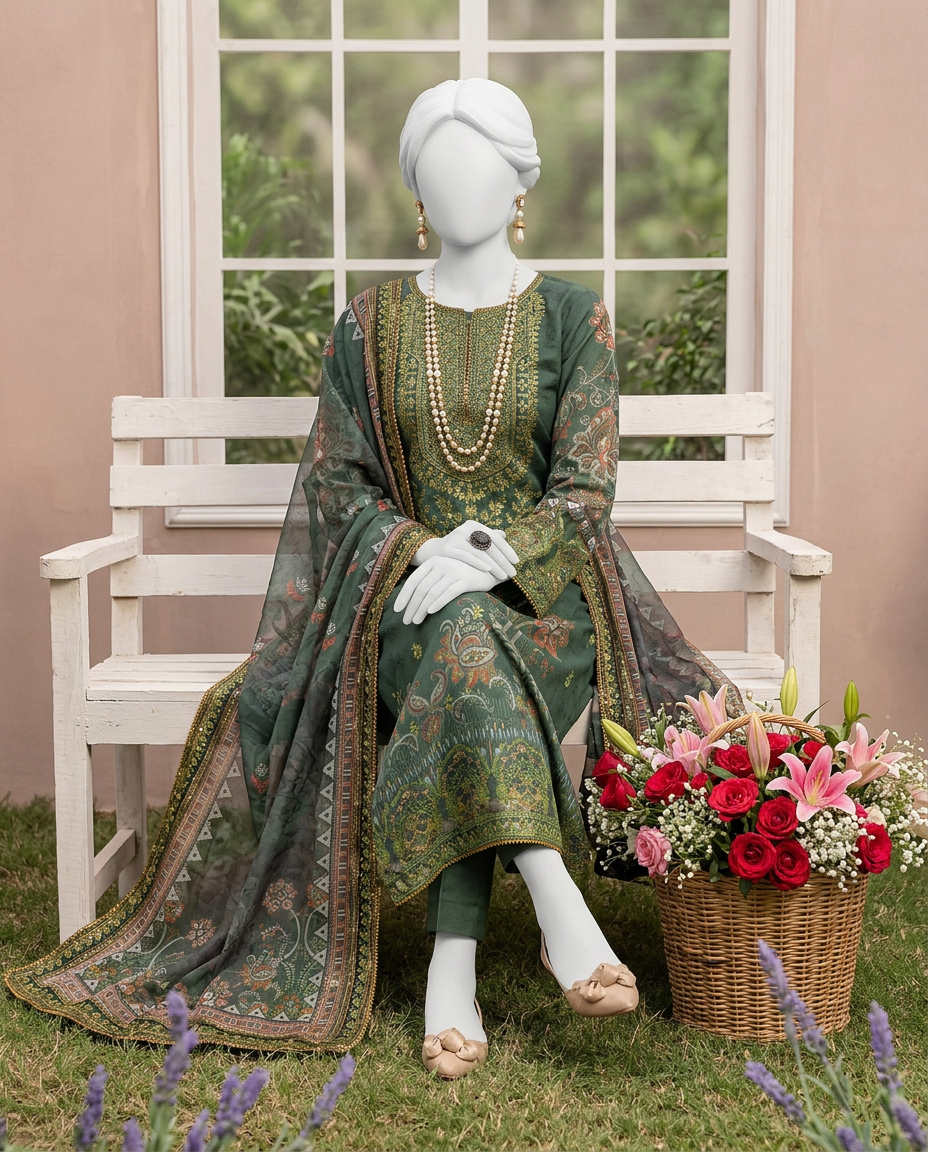 Luxury Embroidered 3Pc Unstitched Suit | PJ-PWU-240830