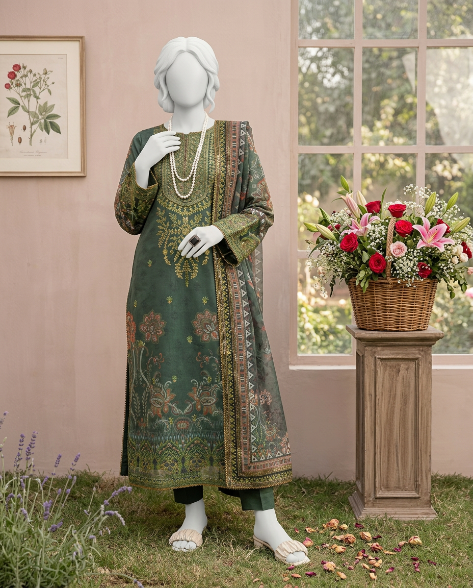 Luxury Embroidered 3Pc Unstitched Suit | PJ-PWU-240830