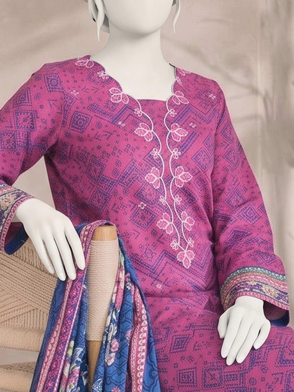 Printed Embroidered Khaddar Unstitched Suit | PJBCKU261162A