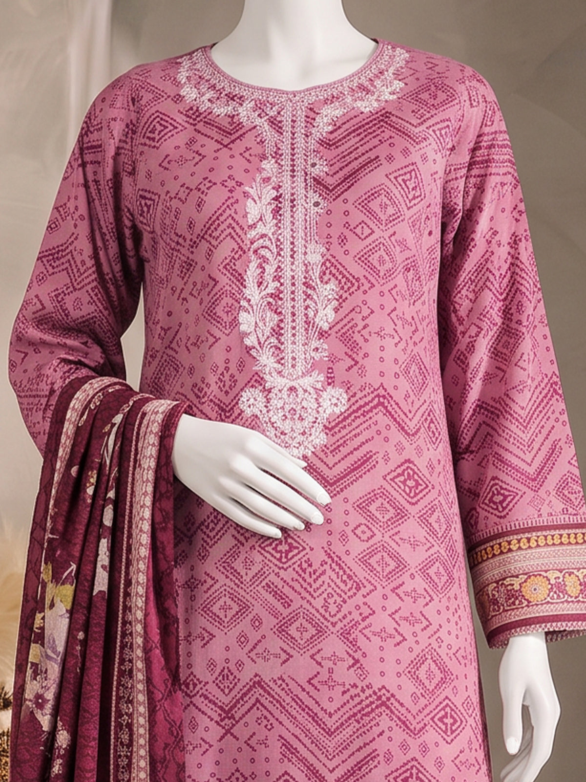 Printed Embroidered Khaddar Unstitched Suit | PJBCKU261162B