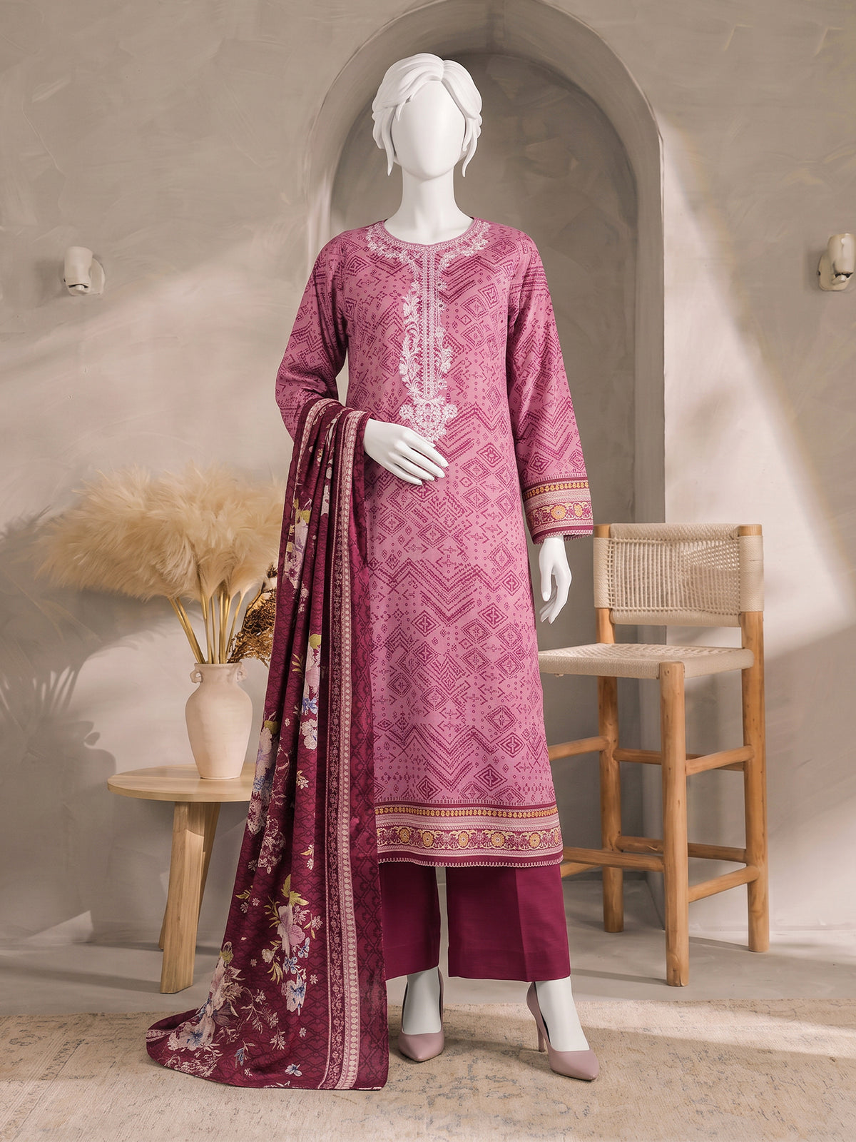 Printed Embroidered Khaddar Unstitched Suit | PJBCKU261162B