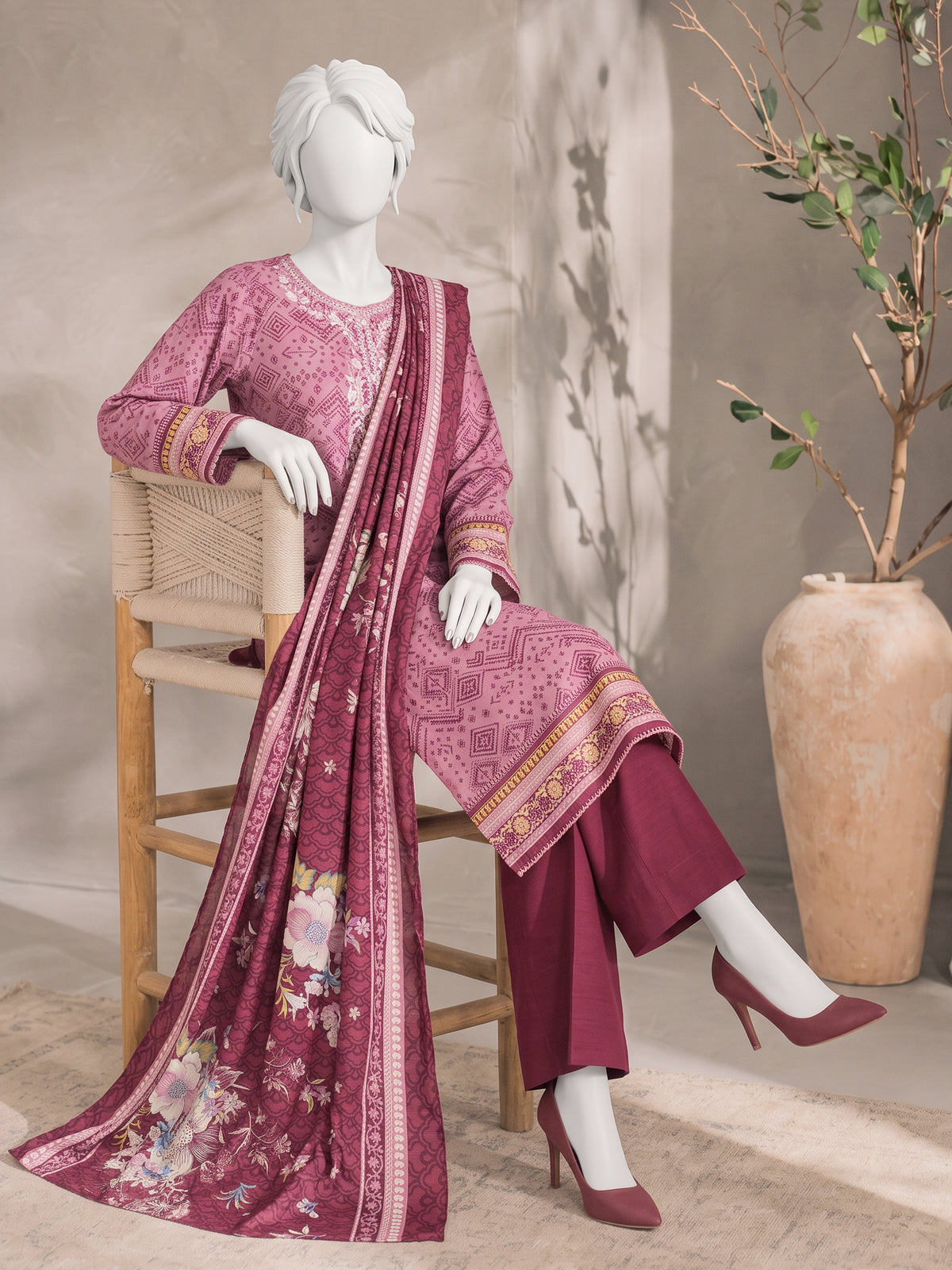 Printed Embroidered Khaddar Unstitched Suit | PJBCKU261162B