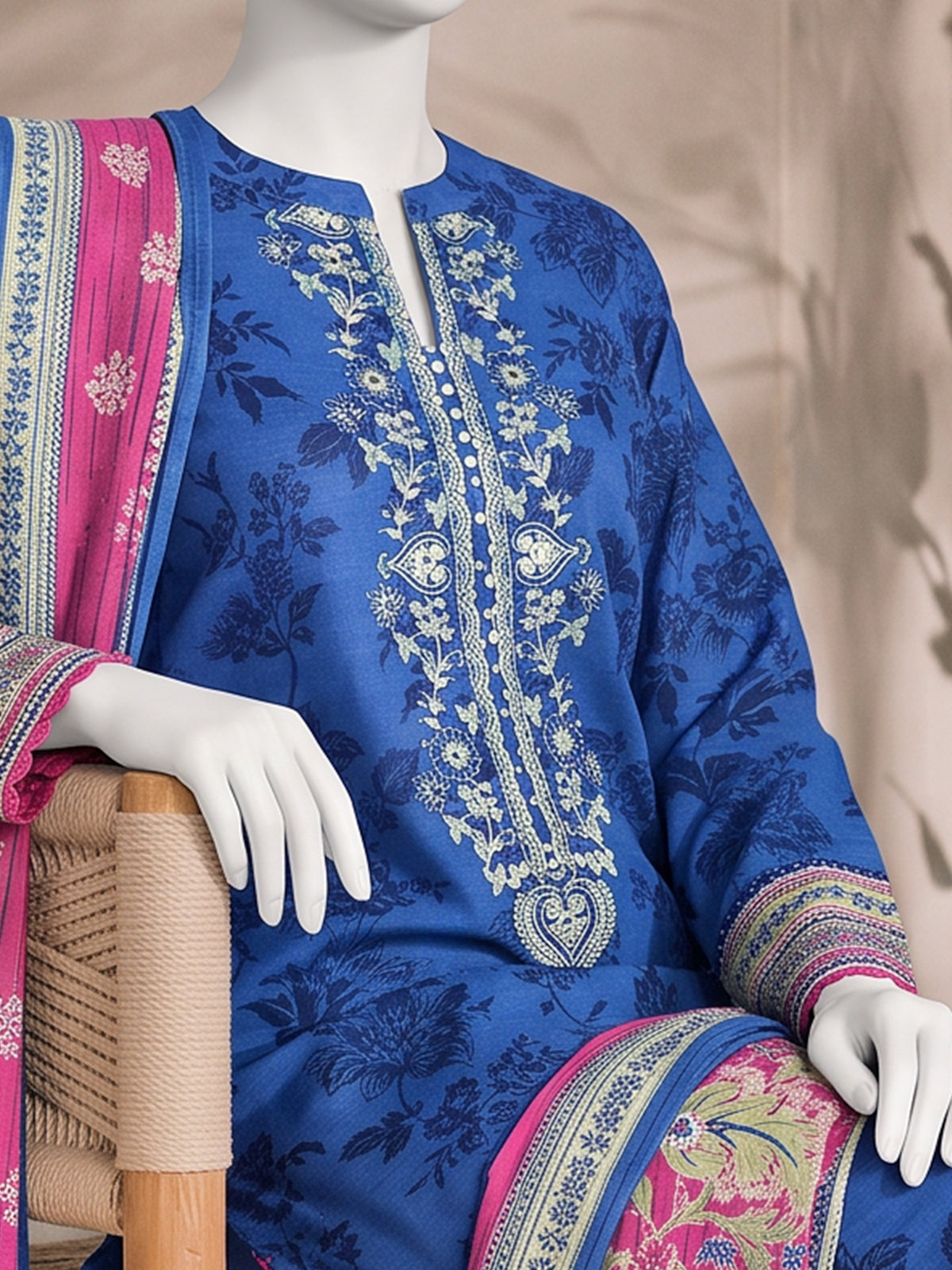 Printed Embroidered Khaddar Unstitched Suit | PJBCKU261163A