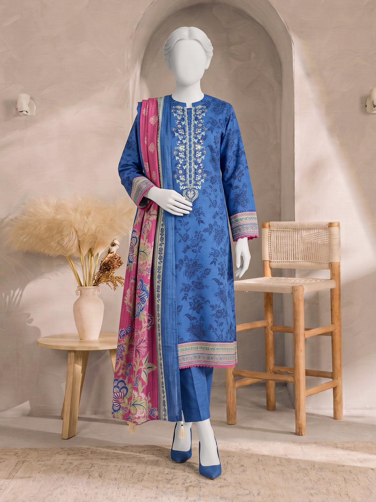 Printed Embroidered Khaddar Unstitched Suit | PJBCKU261163A