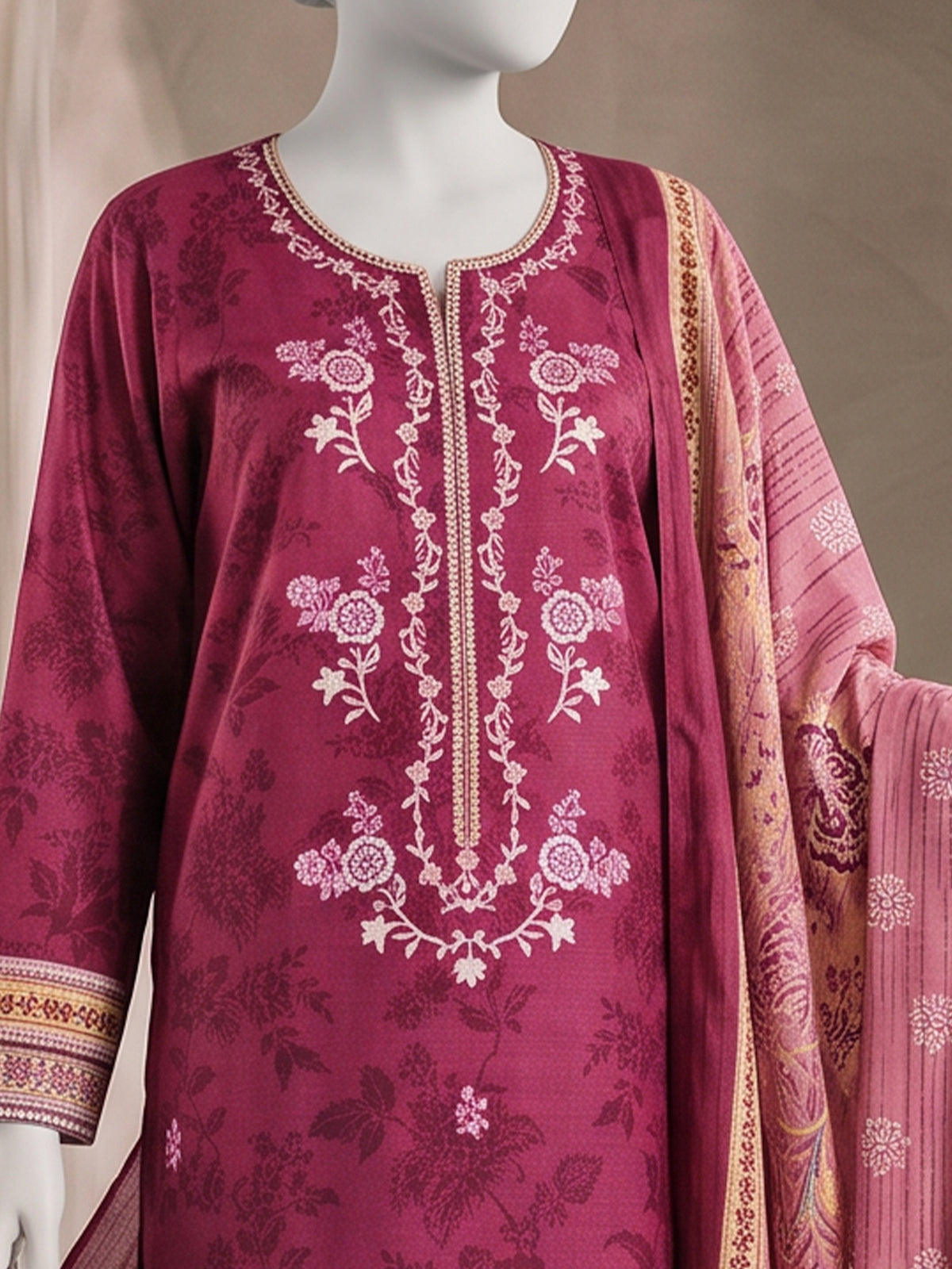Printed Embroidered Khaddar Unstitched Suit | PJBCKU261163B
