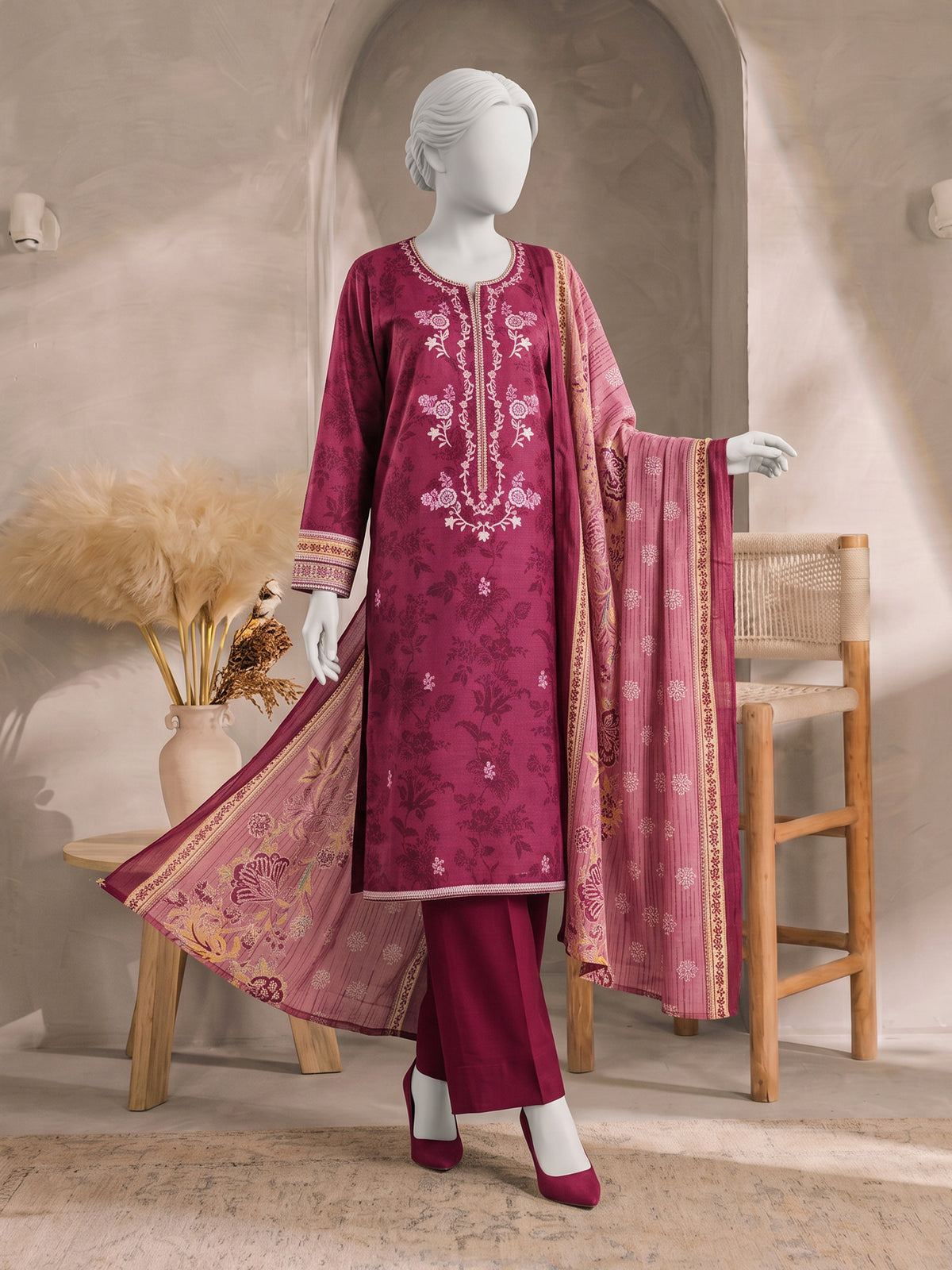 Printed Embroidered Khaddar Unstitched Suit | PJBCKU261163B