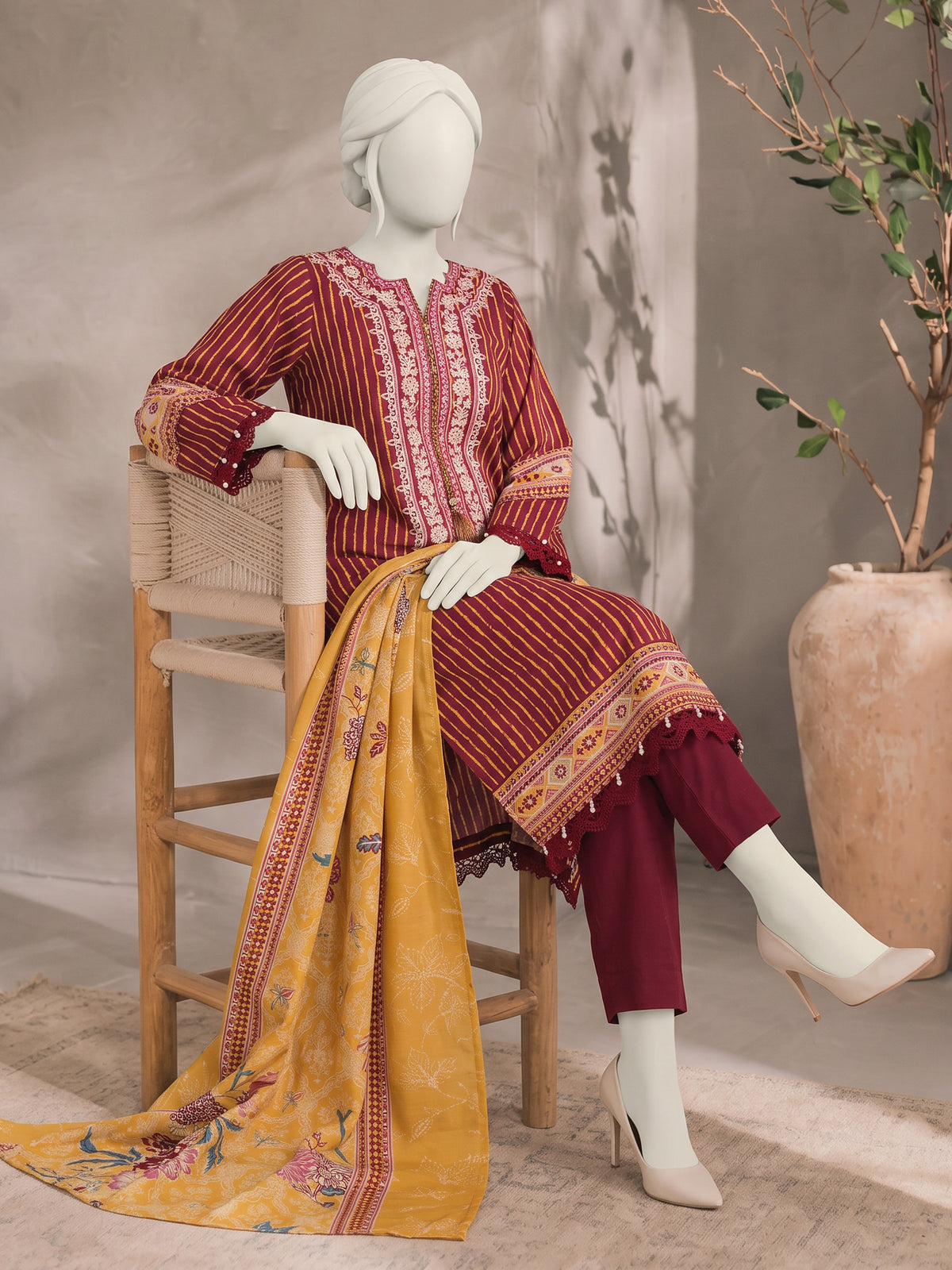 Printed Embroidered Khaddar Unstitched Suit | PJBCKU261164B