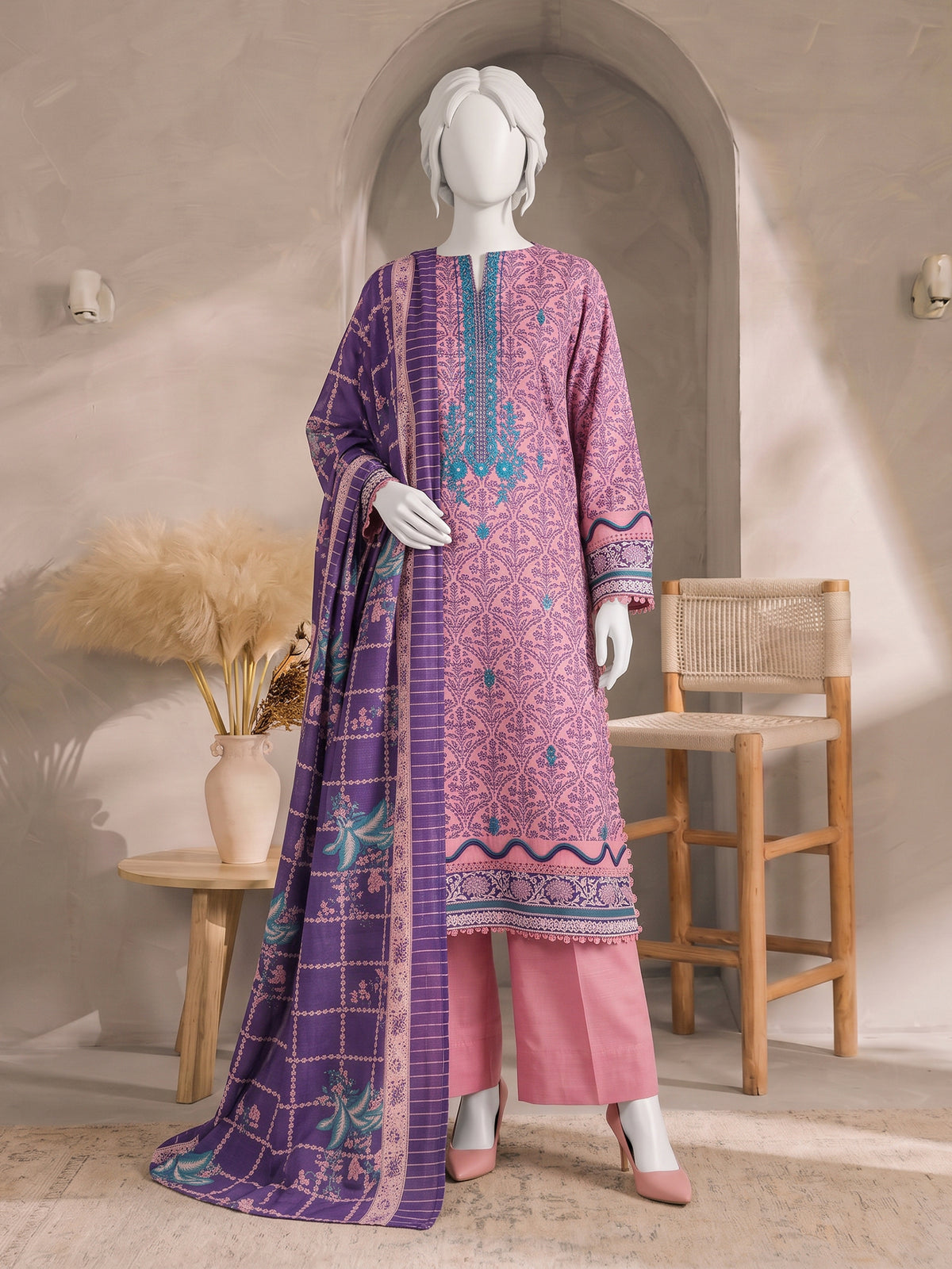 Printed Embroidered Khaddar Unstitched Suit | PJBCKU261165B