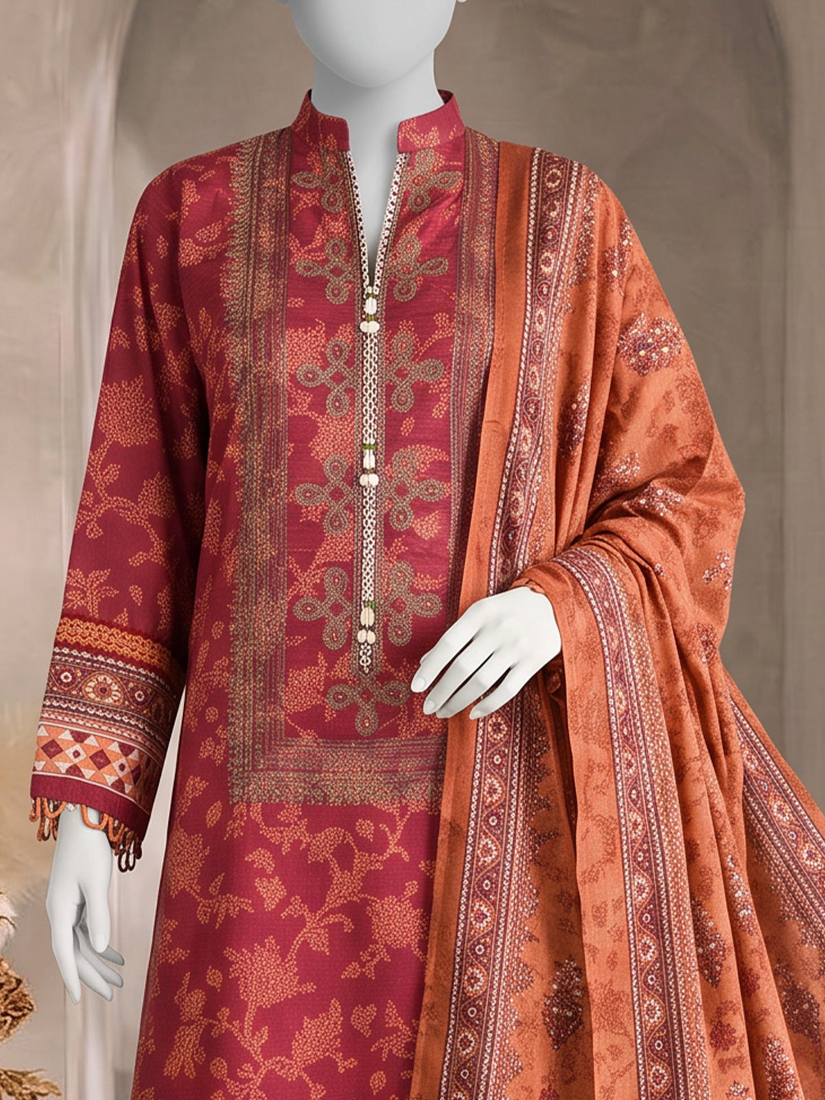 Printed Embroidered Khaddar Unstitched Suit | PJBCKU261166A