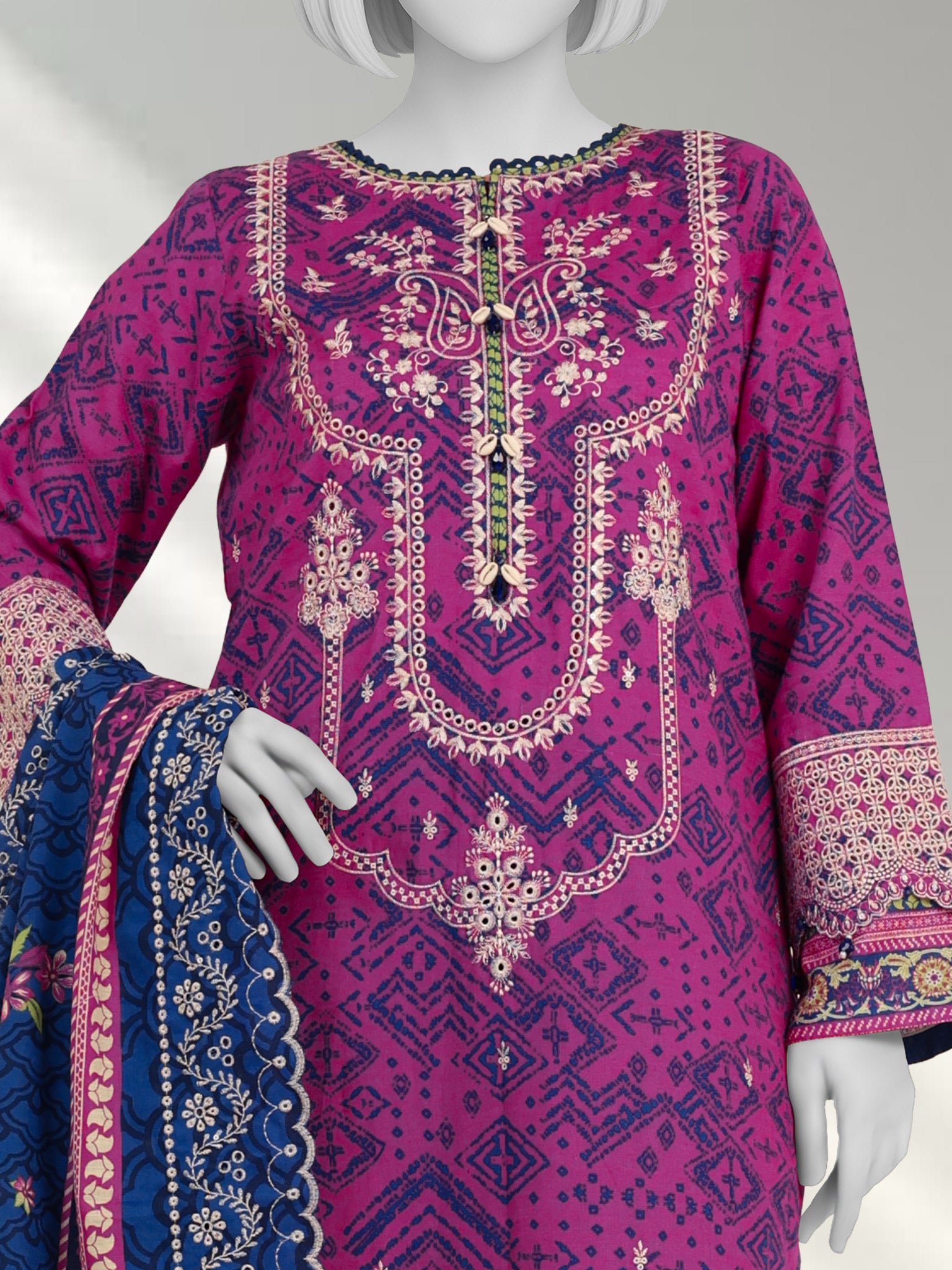 Embroidered Chikankari Khaddar 3Pc Unstitched Suit  | PJBCKU251162A