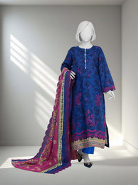 Embroidered Chikankari Khaddar 3Pc Unstitched Suit  | PJBCKU251163A