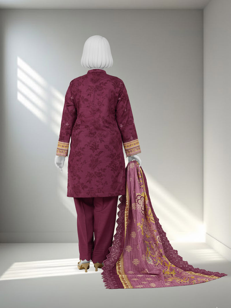 Embroidered Chikankari Khaddar 3Pc Unstitched Suit  | PJBCKU251163B