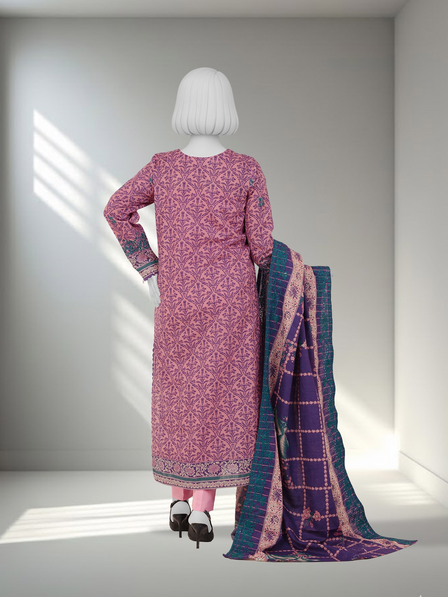 Embroidered Chikankari Khaddar 3Pc Unstitched Suit  | PJBCKU251165B