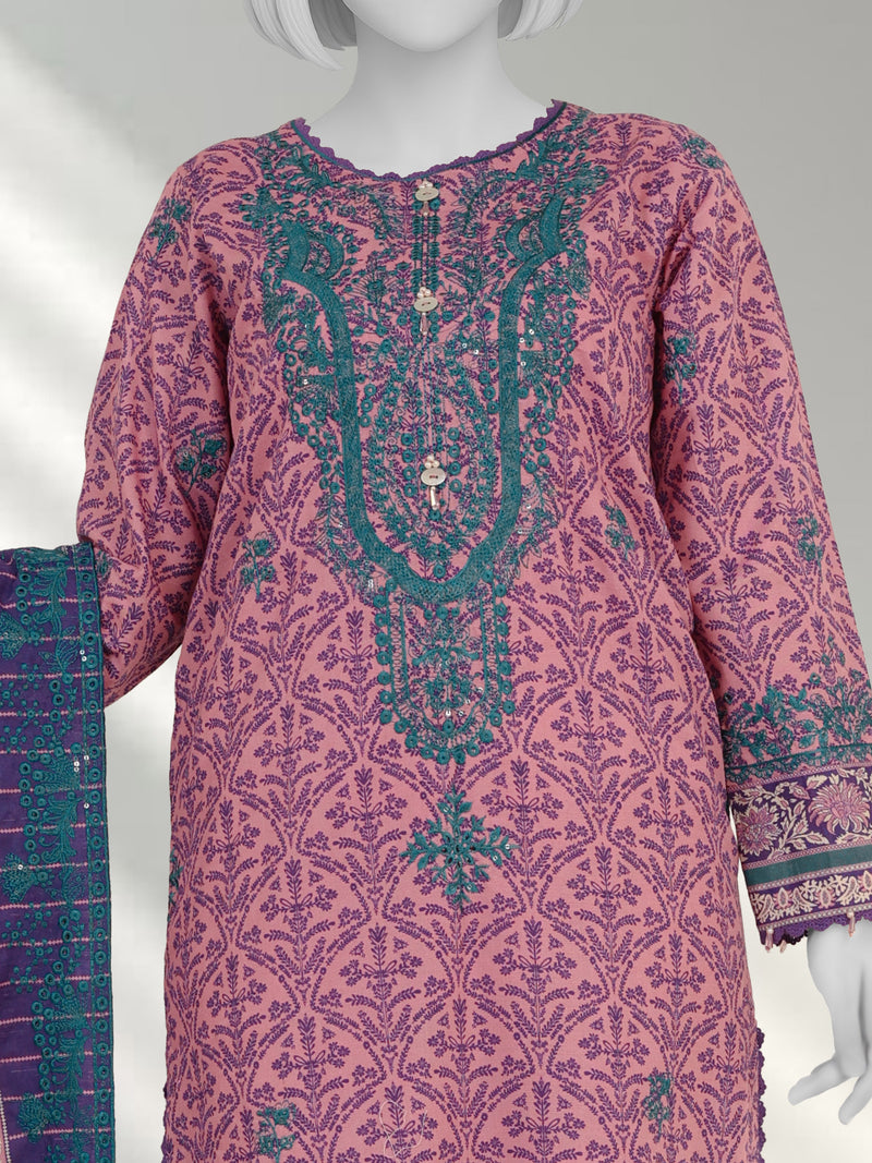 Embroidered Chikankari Khaddar 3Pc Unstitched Suit  | PJBCKU251165B