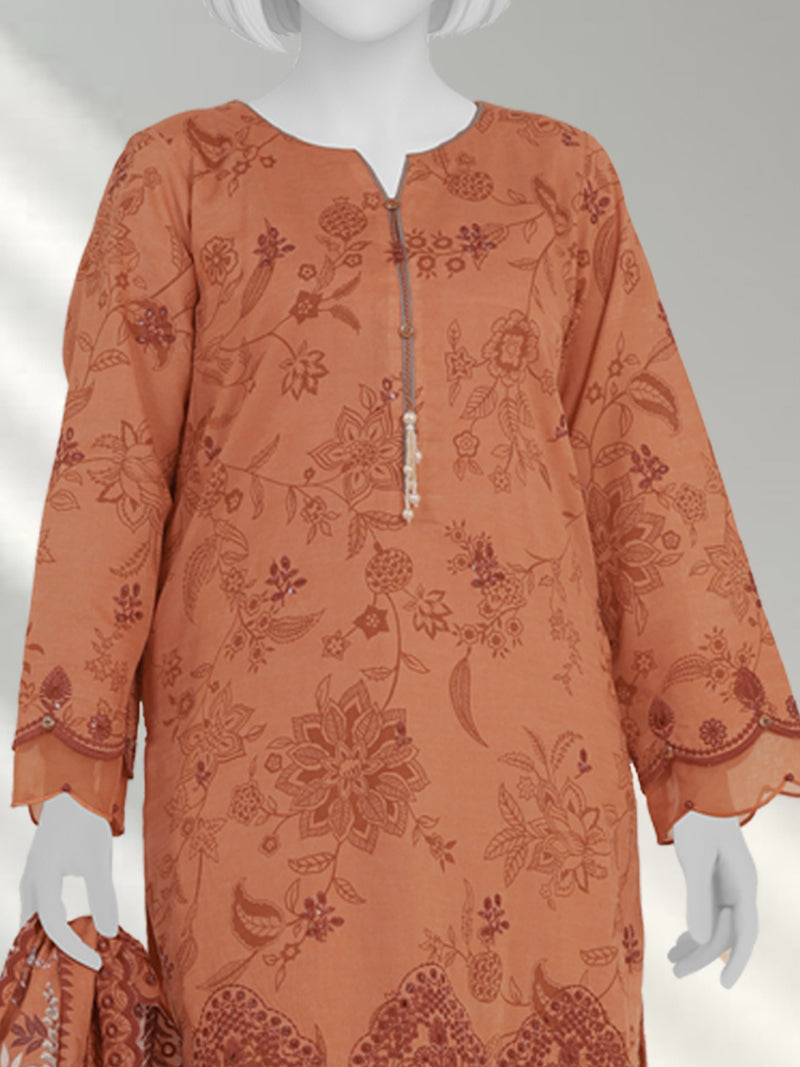 Embroidered Chikankari Khaddar 3Pc Unstitched Suit  | PJBCKU251167A