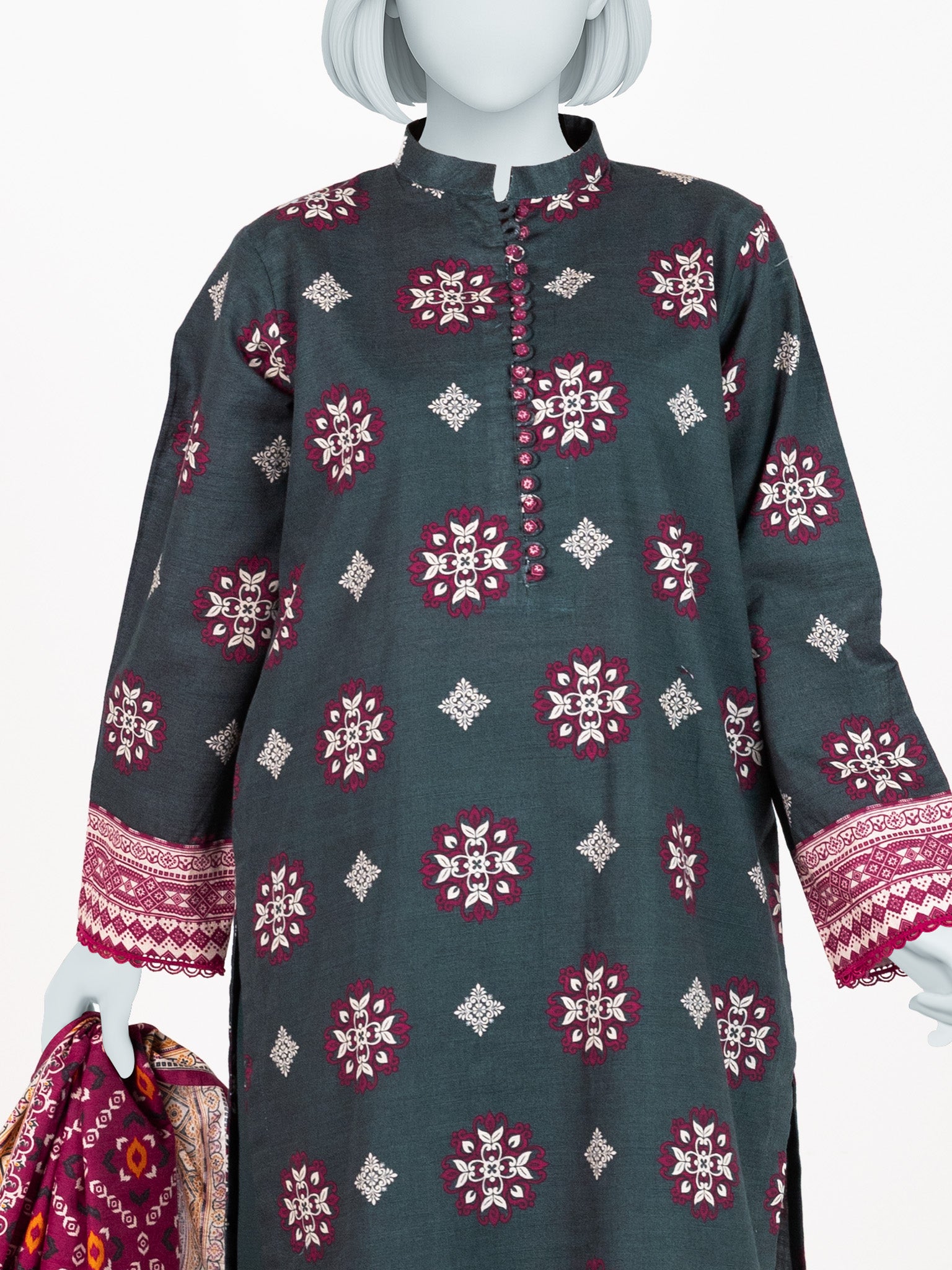 Printed Khaddar 3Pc Stitched Suit | PJBKS251141A