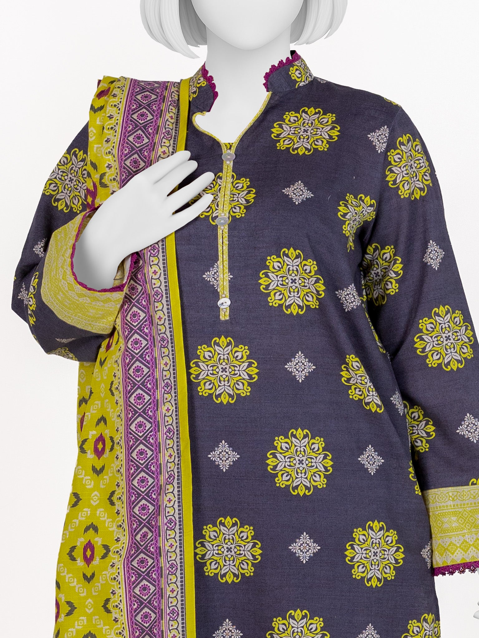 Printed Khaddar 3Pc Stitched Suit | PJBKS251141B